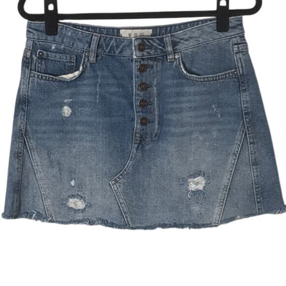 Free People We The Free Denim A Line Button Fly‎ Mini Skirt Size 30 - Picture 8 of 10